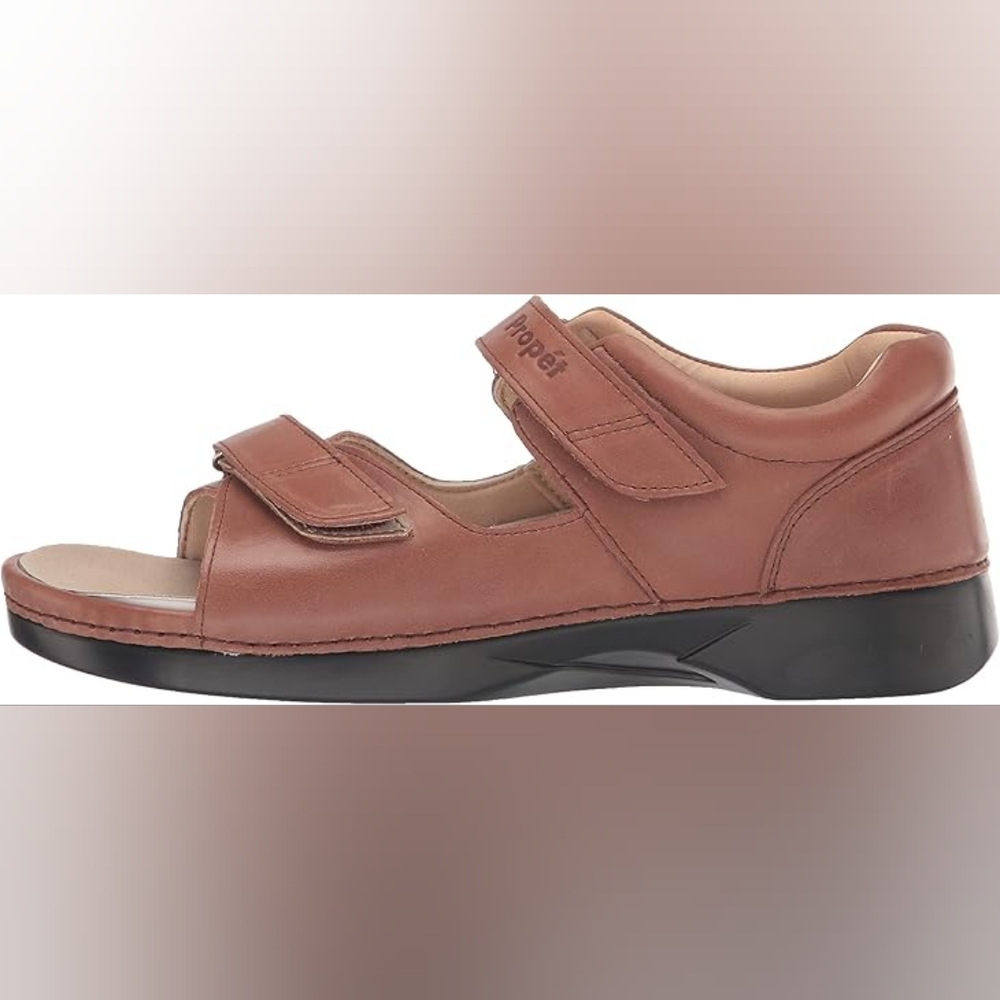 Propet Women's W0089 Walker Open Toe Ankle Tan Sandals Size 8 M US